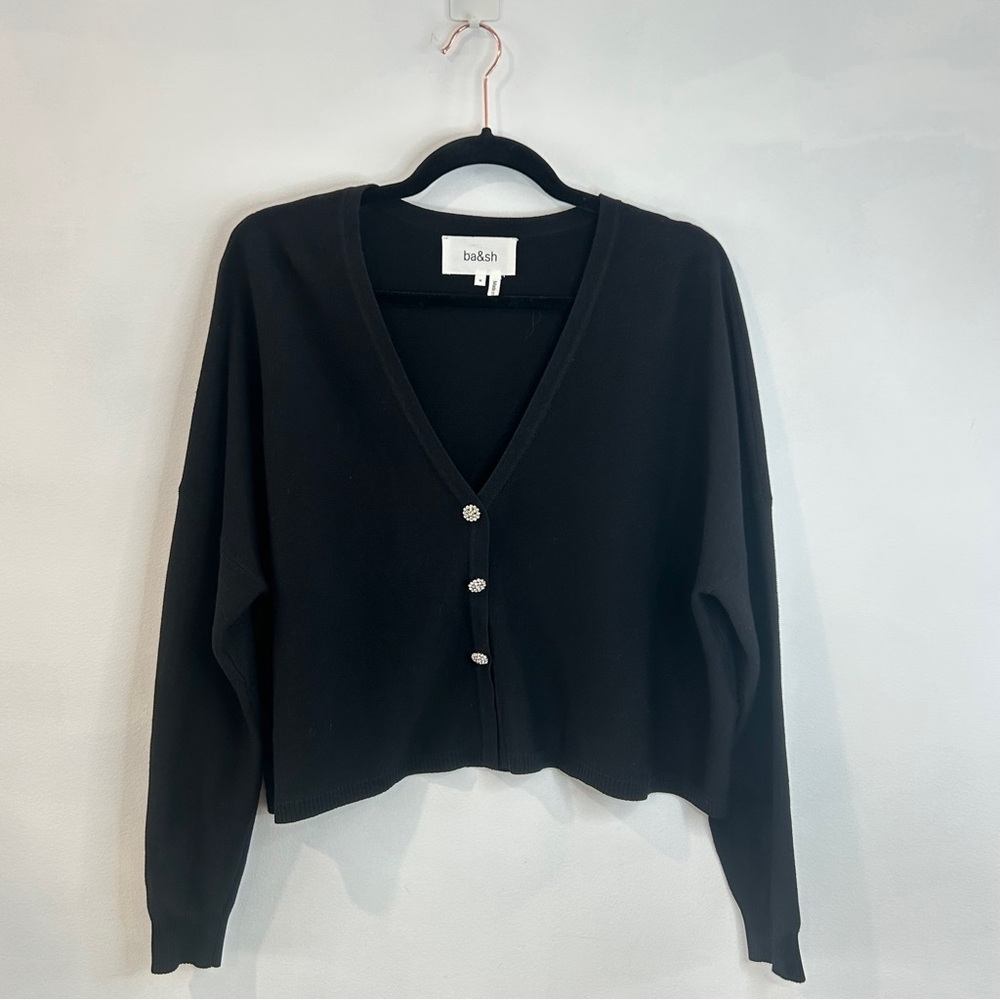ba&sh Cropped Santana Knit Cardigan With Rhinestone Buttons - Picture 7 of 13